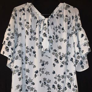 Loft ruffle tie neck shirt